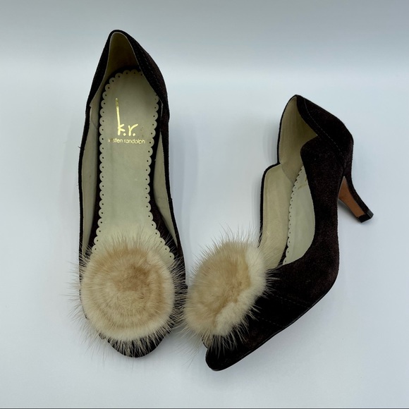 Kristen Randolph Chocolate Suede Leather Heels Size 7 - Picture 4 of 15
